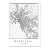 Melbourne Australia Street Map Black and White Print, Unframed