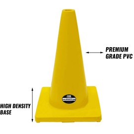 Troy Safety, 18" PVC Traffic Safety Cones Yellow, Yellow Base, 12 Cones