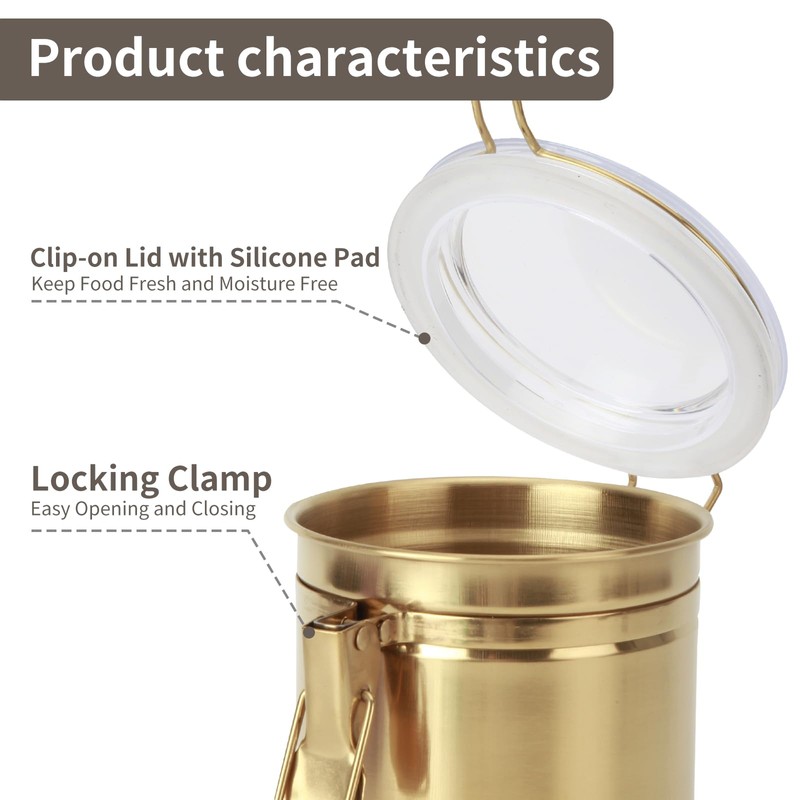 blueden Kitchen Canister 41 oz,Airtight Stainless Steel Kitchen Food Storage