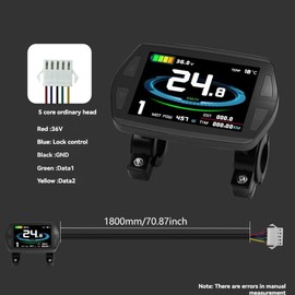 Snblzhef Electric Bicycle Display Meter Color Light Sensing Multi-Voltage 24V/36V/48V for Ebike Accessor SM Plug