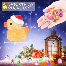 GliSun Christmas Mini Resin Ducks 160 Pack Luminous Tiny Duck Glow in The Dark Plastic Ducks for Garden Micro Landscape Ornament Dollhouse Tiny Figurines Birthday Party Favors DIY Dec Oration Craft