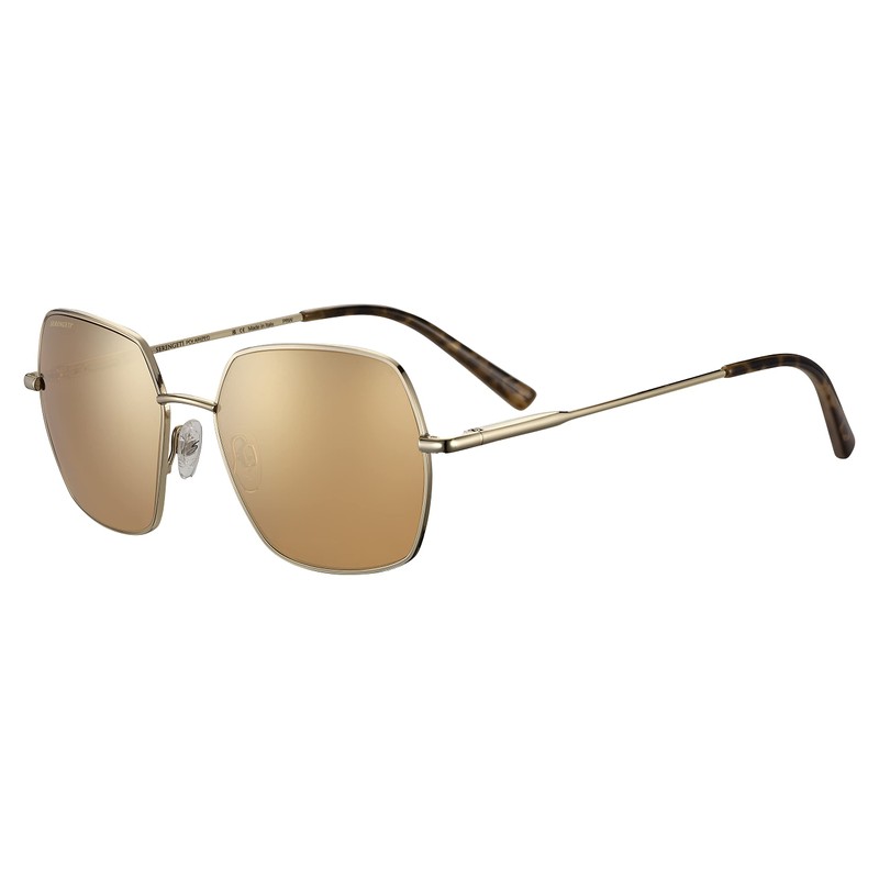 Serengeti Women's LOY Polarized Square Sunglasses, Shiny Light Gold, Large