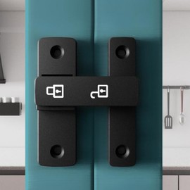 KAFENDA Sliding Door Lock Bar Barn Door Latch Hook and Eye Buckle Wood Fence Door Lock Black Door Bolt Lock Ship Window Lock Door Latch Interior (Lights Black)
