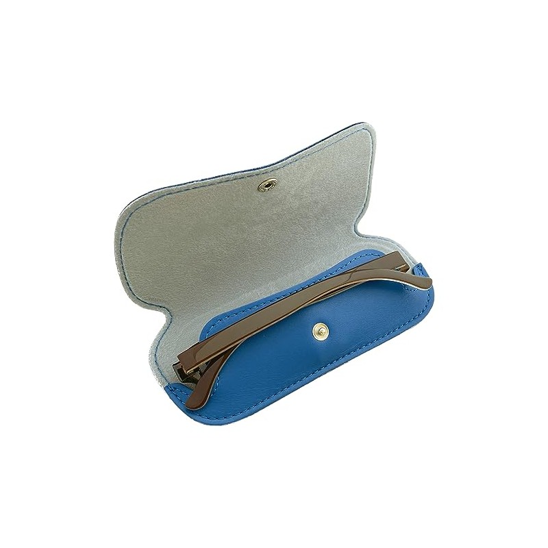 SAKAE F-20 TR700 Genuine Leather Glasses Case, blue