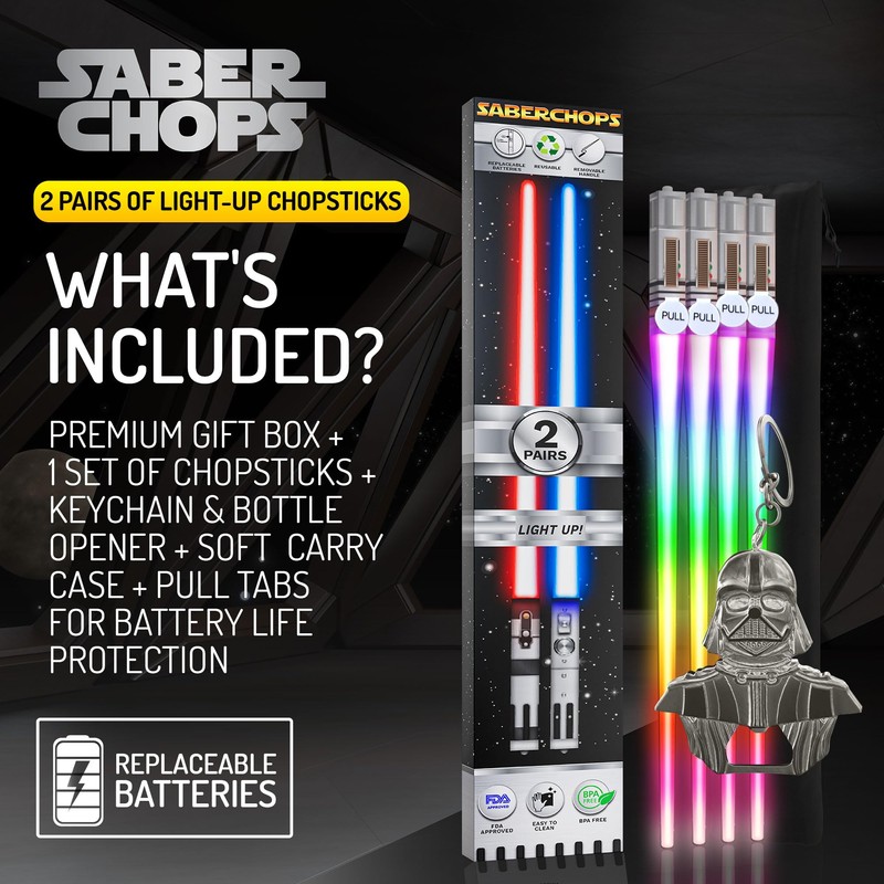 Lightsaber Chopsticks Light Up STAR WAR LED Reusable 9 Colors