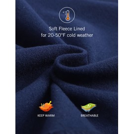 BALEAF Men's Fleece Lined Pants Winter Athletic Workout Hiking Track Thermal Warm Open Bottom Sweatpants with Zipper Pockets Blue L