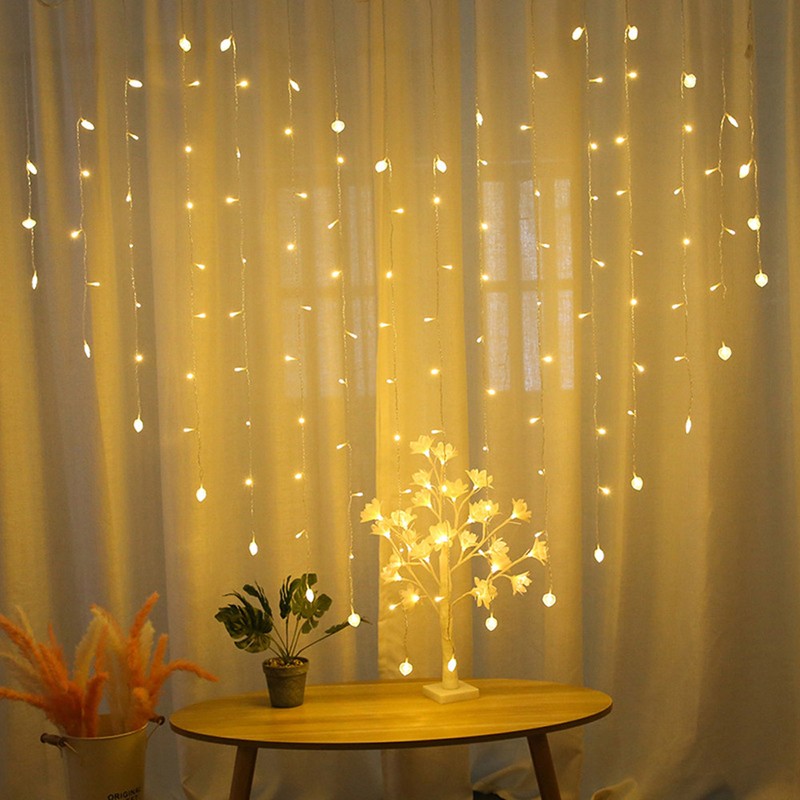 Waterproof Loving Heart Shape LED Light String Window Curtain Lamp