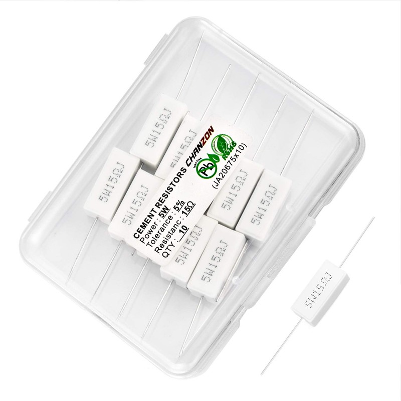 Chanzon Pack of 10 5W Cement Resistor 15Ω Ohm ±5%