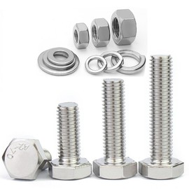 1/4-20 x 5/8"(5Sets) Hex Bolts Assortment Kit,Nuts and Bolts Assortment Kit,Hex Bolt Nuts,Bolts and Nuts kit, Includes Common SAE Sizes, 304 Stainless Steel,Fully Threaded,Hex Bolt Nut