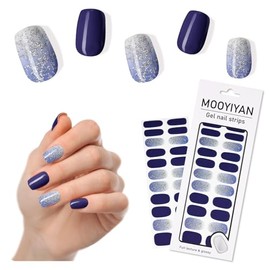 MOOYIYAN - Tiras de uñas brillantes, libres de rayos UV, 22 unidades, calcomanías de gel de larga duración, dos semanas y fáciles de aplicar y quitar,