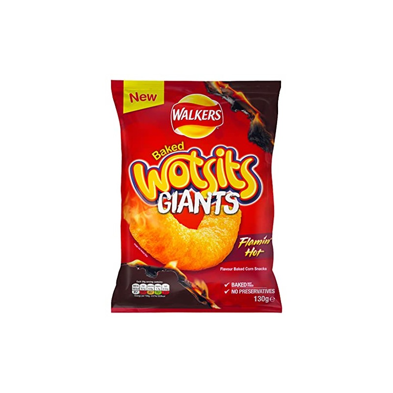 Walkers Wotsits Giants Flamin Hot, Red, 130 g (Pack of
