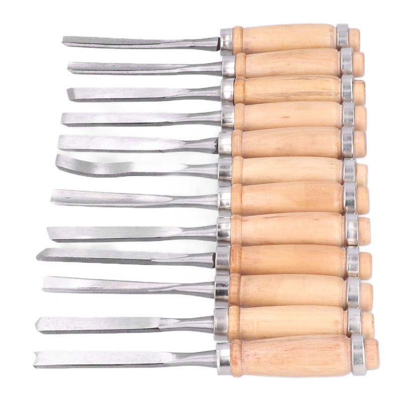 12Pcs Wood Turning Chisels Wood Grooves Parting Tools Set Woodworking