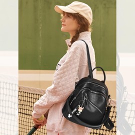 Nicole & Doris Women's Mini Backpack, Shoulder Bag, 2-Way, Cute, Stylish, Large Capacity, Security Prevention, PU Leather, Many Pockets, Lightweight, Waterproof, Dual Use, Charm Included, For Adults,