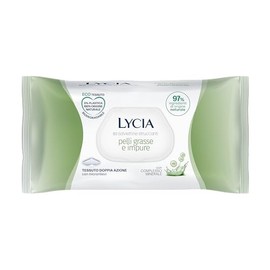 Lycia, Salviette Struccanti per Pelle Grassa e Impura, Eco Tessuto Doppia Azione Biodegradabile, Tecnologia Anti-Pollution per Rimuovere Tracce di Smog e di Inquinamento dalla Pelle, 60 pezzi