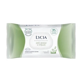 Lycia, Salviette Struccanti per Pelle Grassa e Impura, Eco Tessuto Doppia Azione Biodegradabile, Tecnologia Anti-Pollution per Rimuovere Tracce di Smog e di Inquinamento dalla Pelle, 60 pezzi