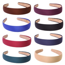 8Pcs Women's Headband Retro Simple Wide-brimmed Headband Practical Pure Color Fabric Hairband Hair Accessories Headwear Accessories For Women And Girls (Pure020)