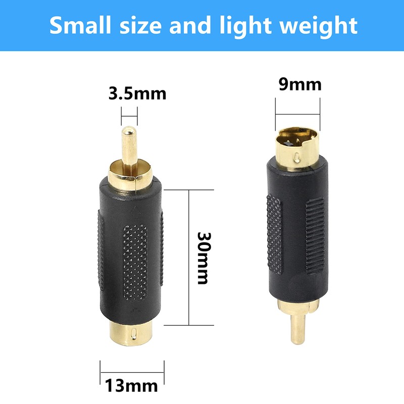 GELRHONR S-Video 4 Pin Mini DIN to RCA Adapter Gold