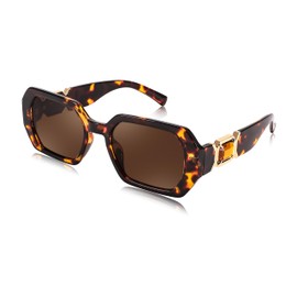 FEISEDY Retro Rectangle Sunglasses for Women Men Classic Square Rhinestone Frame Sun Glasses Polygon Designer UV400 B0047