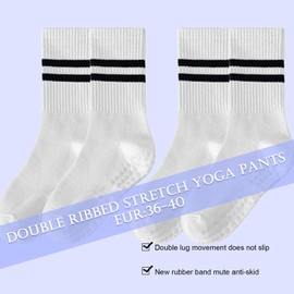 TUONYIS 4 Pairs Yoga Grip Socks Women, Non-Slip Yoga Trampoline Socks for Women Pilates Grips Yoga Socks for Home Ballet Sport Fitness. (UK, Alpha, One Size, Regular, Regular, white)
