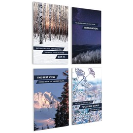 Excello Global Products Wooden Inspirational Signs : Decor for Home, Restaurant, or Business - 10x16 Inches - Ready to Hang - (Pack of 4, Winter)