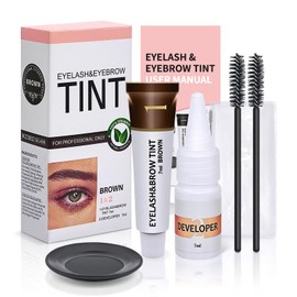 Eyebrow & Eyelash Color Kit, Professional Lash & Brow Color Kit, Instant Eyebrow Coloring Set with Natural Bushy Effects, Long-lasting, Easy to Use, 7ml, Brown
