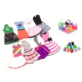 Clothes for 29cm Doll, Lance Home 8 Sets Dresses 10 Pairs of Shoes 10pcs Bags for 11.5" Doll Accessories Gifts for Children, Random Style (28pcs)
