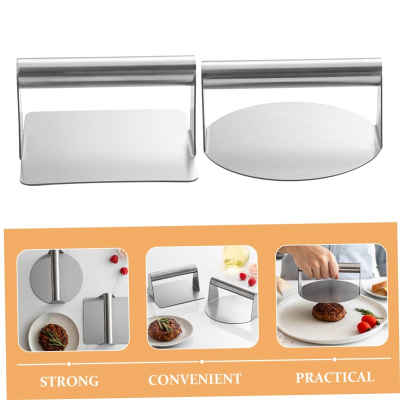 KONTONTY 2Pcs Stainless Steel Burger Press Patty Maker Tool for
