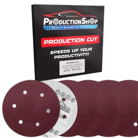 ProductionShop Premium 9" Red 6-Hole Pattern 80 Grit Sanding Discs, Box of 20 - Dustless Hook & Loop Backing Sandpaper for Drywall Power Sanders, Coarse-Cut Abrasive - Woodworking, Sand Auto Paint