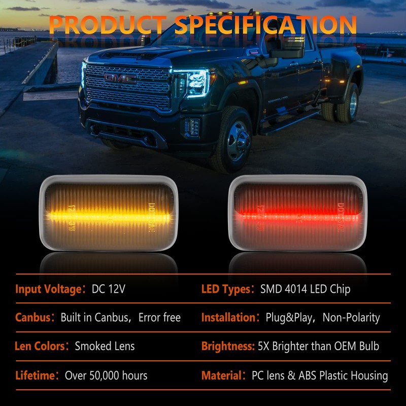 POPMOTORZ LED Dually Fender Side Marker Lights Rear Bed Side