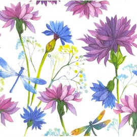 AM Décor - 20 Count Soft 3-Ply Tissue Decoupage Luncheon Paper Napkins -13" x 13" (Unfolded) (Flowers with Dragonfly)