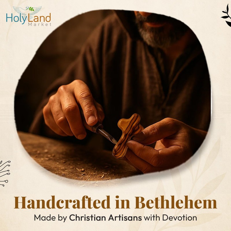 Holy Land Market Small Hand Crosses with Bags Small Wooden
