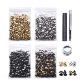Jamsinmu 400pcs Leather Rivets 4 Colour Double Head Rivets Steel Tube Metal Rivets for DIY Crafts Leather Bag Shoes Belt Repairs Decoration 5 x 7 mm