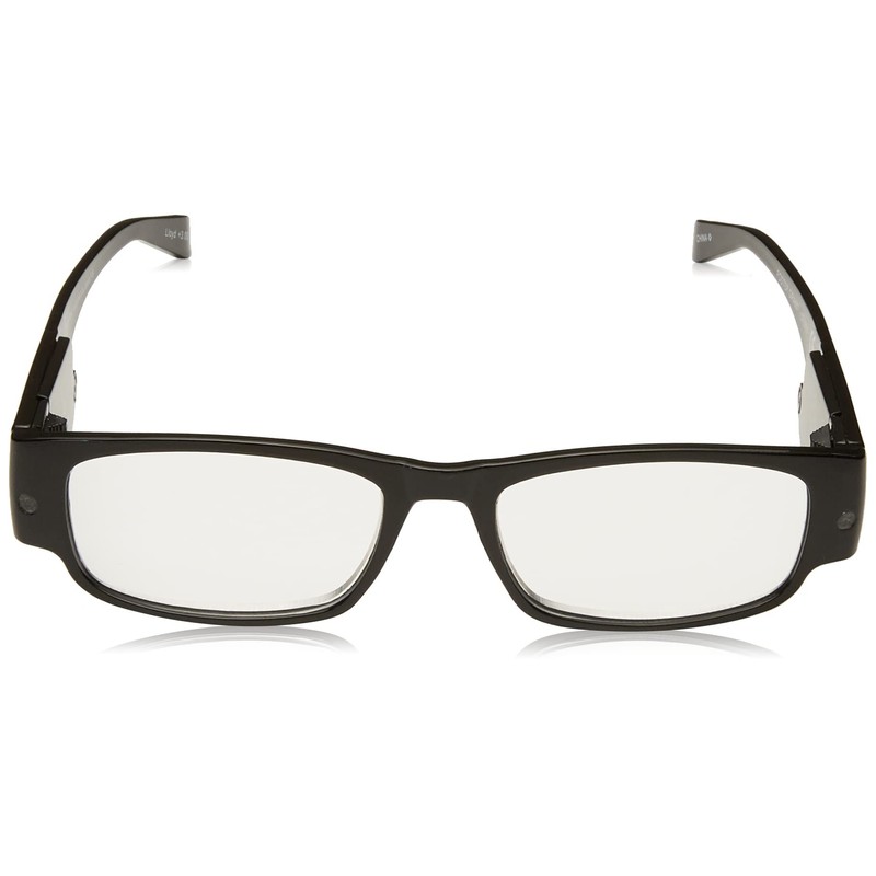 Foster Grant Mens Lloyd Lightspecs Lighted Glasses Reading, Black/Transparent, 59