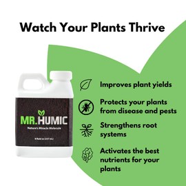 Organic Humic Acid Plant Amendment, Natural Humic Soil and Hydroponic Nutrient Enhancer - Lawn and Garden Growth, Plant Health (8 oz)