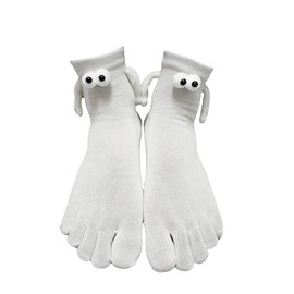 Pingyongchang Toe Socks For Women Funny Holding Hands 3d Eyes Novelty Cute Socks-white
