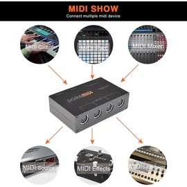 CAMOLA USB MIDI Interface, for Keyboard All Music Instruments, MIDI Splitter, 1-in 6-out MIDI Thru Box, for Music Lovers Girls Boys Friends Gift