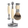 GOLDDACHS Shaving Set, Safety Razor, Finest Badger, White/Silver