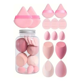 14 Esponjas De Maquillaje Para Base Con 7 Tapas Y 7 Esponjas Rosa Mini