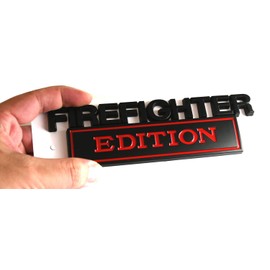2pcs Big Size Firefighter Edition Emblem, Firefighter Edition Decal Car Badge for Pickup Truck Car Truck Motorcycle F150 F250 F350 (Red)