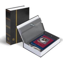 Leuchtturm 361288 Book Safe - Steel 240 x 155 x 55 mm, Key Safe for Valuables, Cash, Jewellery, Black