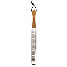 Bisetti Stainless Steel Extra Coarse Grater Slicer With Olive Wood Handle, 39.5 cm