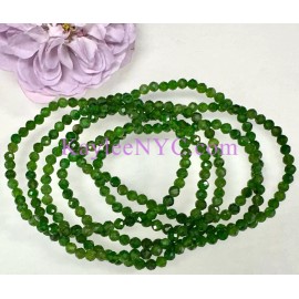 KayleeNYC Wholesale 6 Pcs Natural Diopside 4mm Faceted 7.5” Stretch Bracelet