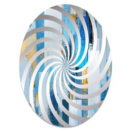 Bold Stripes in Contemporary Bluebell - Abstract Painting Vortex Abstract - 20x30 Inches - Oval Decorative Wall Mirror For Bathroom, Bedroom, Entryway, Living Room, Vanity Room and Modern Décor