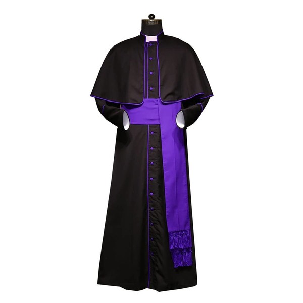 Men's Roman Cassock Robe WithTrim Choir Minister Clergy Pulpit Long