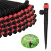 Kalolary Drip Irrigation Emitters, 50PCS Adjustable 360 Degree Water Flow Drippers Emitters for 1/4" Drip Irrigation System Tubing, Garden Irrigation Drippers for House Garden Flower beds(Red)