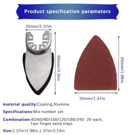 KingBra 142Pcs Finger Oscillating Multi Tool Sanding Pads Kit, 2Pcs Finger Sanding Pads, 140Pcs 40/60/80/100/120/180/240 Grit Hook & Loop Multitool Sandpaper Sanding Sheets for Polishing Sanding