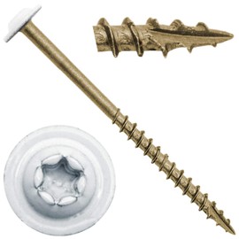 #8 x 2-1/2" Bronze Star Exterior Coated Modified White Truss Head - Cabinet Wood Screw Torx/Star Drive Head - Exterior Coated Torx/Star Drive Wood Screws - (Full Box 1500 Approx. Screw Count)