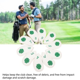 10pcs Iron Covers, Leather Covers for Iron with Magic Tape, Club Cover Fit All Brands for Callaway Cobra Etc (White)
