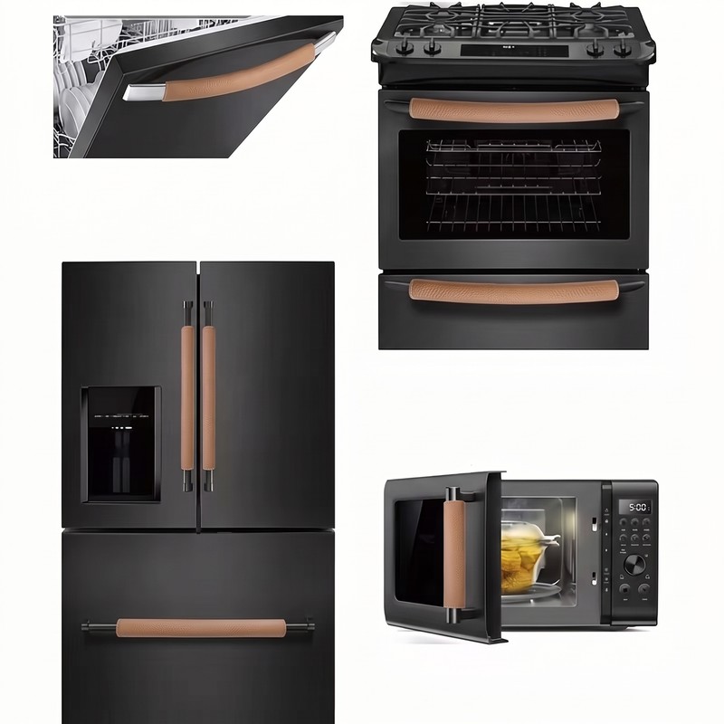 2PC Faux Leather Appliance Handle Covers for Kitchen Use –
