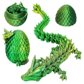 3D Dragon Egg Articulating Gemstone Crystal Dragon Figurine Dragon Removable Mystery Dragon Egg Toy Dragon Home Office Decor Executive Desk Toys（Laser Yellow Green）